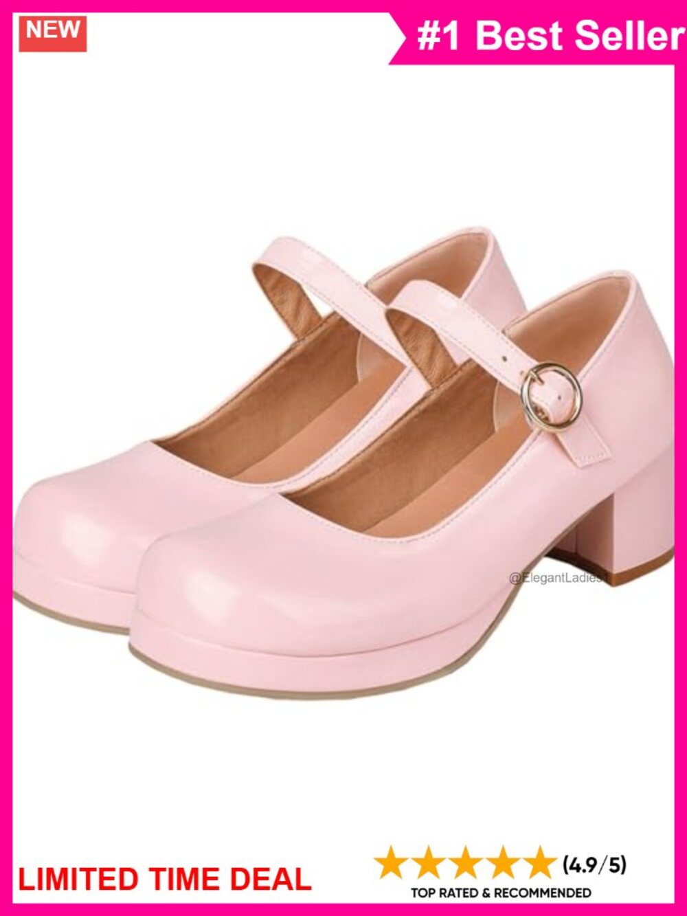Patent Leather Mary Janes Block Heel Platform Pumps Ankle Strap Dress Shoes